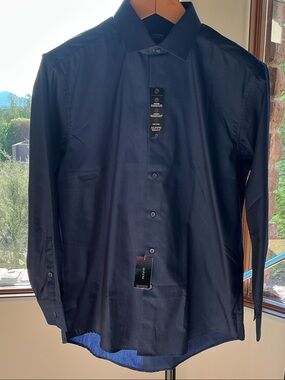 Alfani Men’s Dark Navy Micro-Pattern Dress Shirt